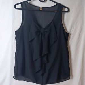 Mana black sheer top with bow front